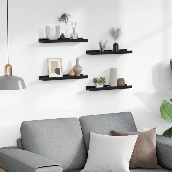 vidaXL Wandschappen 4 st 40x9x3 cm zwart