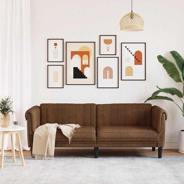 vidaXL Driezitsbank kunstsu&egrave;de bruin