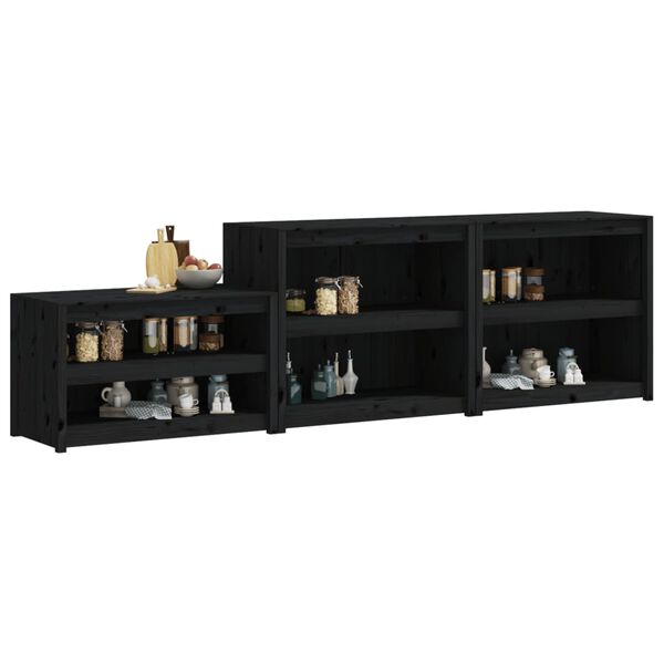 vidaXL Keukenkasten voor buiten 3 st massief grenenhout zwart