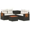 vidaXL Bankstel 6 st Zwart en Cream Wit Poly Rattan en Staal