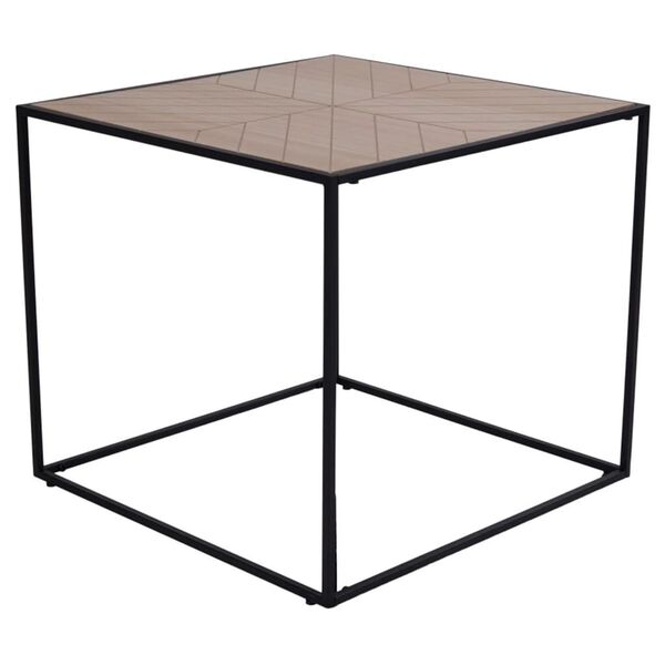 House Nordic bijzettafel Johanna 50 cm vierkant zwart en naturel