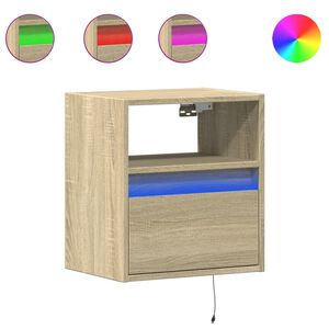 vidaXL Nachtkastje met LED's wandgemonteerd sonoma eikenkleurig