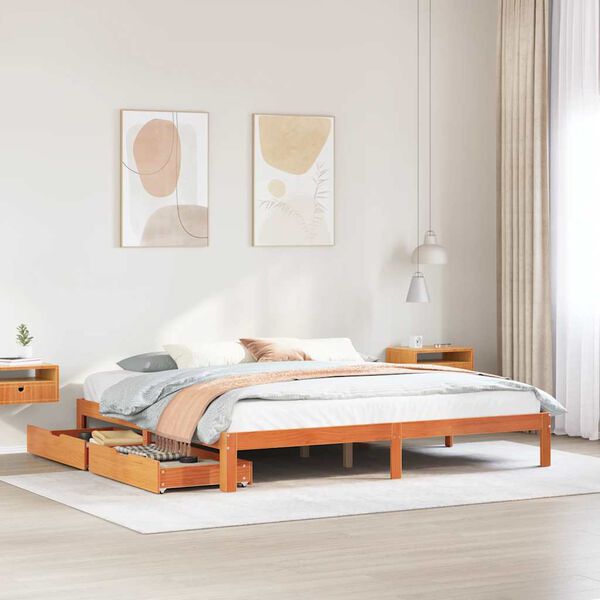 vidaXL Bedframe met lades massief grenenhout wasbruin 180x200 cm