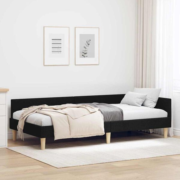 vidaXL Hoekbedframe met hoofdeinde Zwart 80 x 200 cm Stof