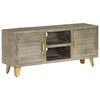 vidaXL Tv-meubel 110x30x48 cm massief mangohout met messing grijs