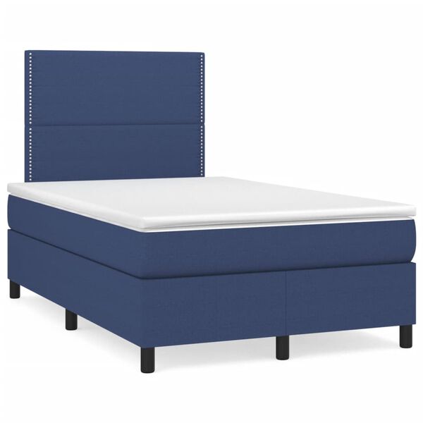 vidaXL Boxspring met matras en LED stof blauw 120x190 cm