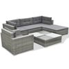 vidaXL 6-delige Loungeset met kussens poly rattan grijs