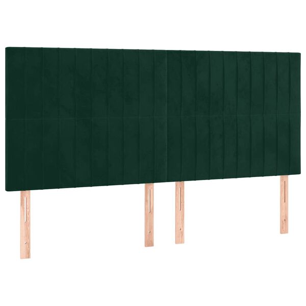 vidaXL Hoofdbord donkergroen 200x5x118/128 cm fluweel
