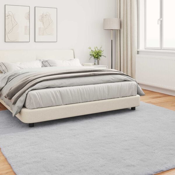 vidaXL Nep Konijnenbont Tapijt Olite Grijs 240 x 240 cm Polyester