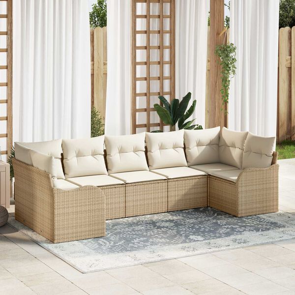 vidaXL Tuin Sofa Set Beige poly rattan