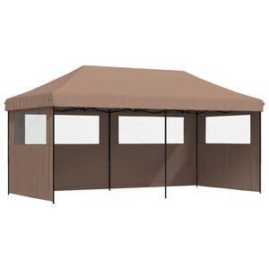 vidaXL Partytent inklapbaar pop-up met 3 zijwanden bruin