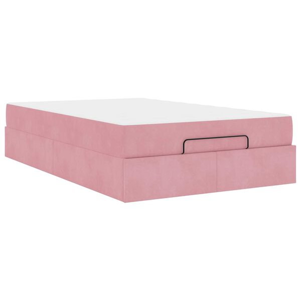 vidaXL Bedframe met matras met matras 2 pcs Roze Fluweel