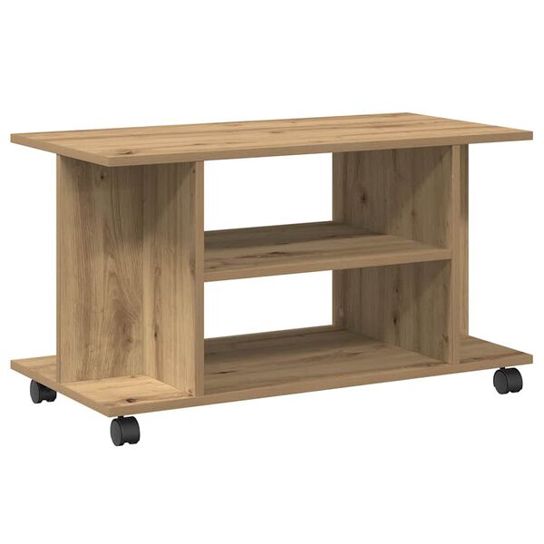 vidaXL Tv-meubel met wieltjes 80x40x45cm bewerkt hout artisanaal eiken