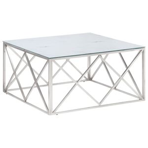 vidaXL Salontafel roestvrijstaal en gehard glas zilverkleurig
