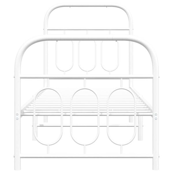 vidaXL Bedframe met hoofd- en voeteneinde metaal wit 75x190 cm