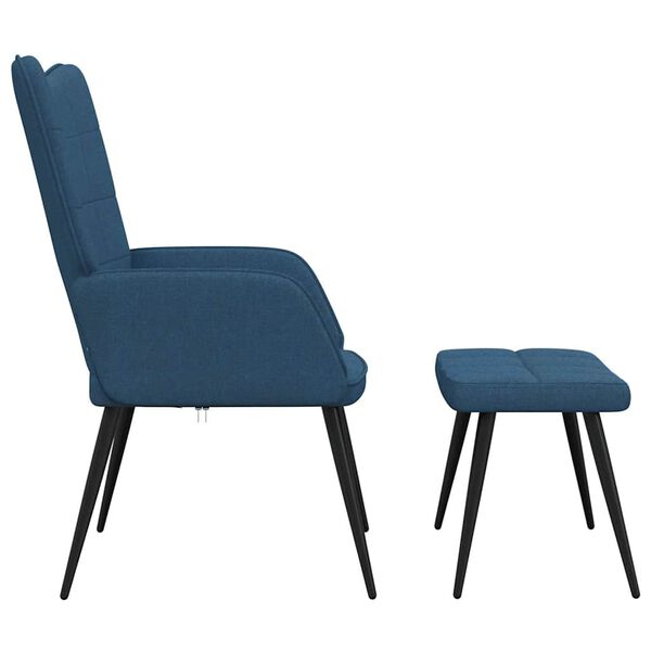 vidaXL Relaxstoel met voetenbank stof blauw