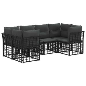 vidaXL Buiten bankenset met kussen 6 pcs Zwart Polyester