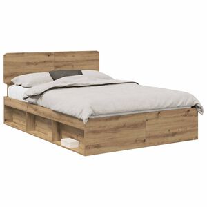 vidaXL Bedframe Ambachtelijk eiken 150 x 200 cm Massief grenenhout