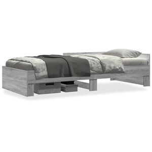 vidaXL Bedframe bewerkt hout grijs sonoma eikenkleurig 75x190 cm