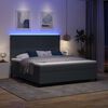 vidaXL LED Box Spring Bed Donkergrijs en Wit 180 x 200 cm Katoen Stof
