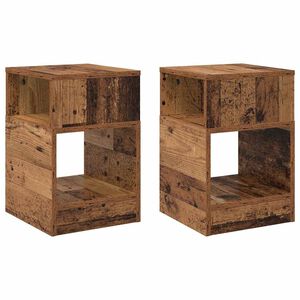 vidaXL Bijzettafel 2 st Oudhout 30,5 x 30 x 45 cm Bewerkt hout