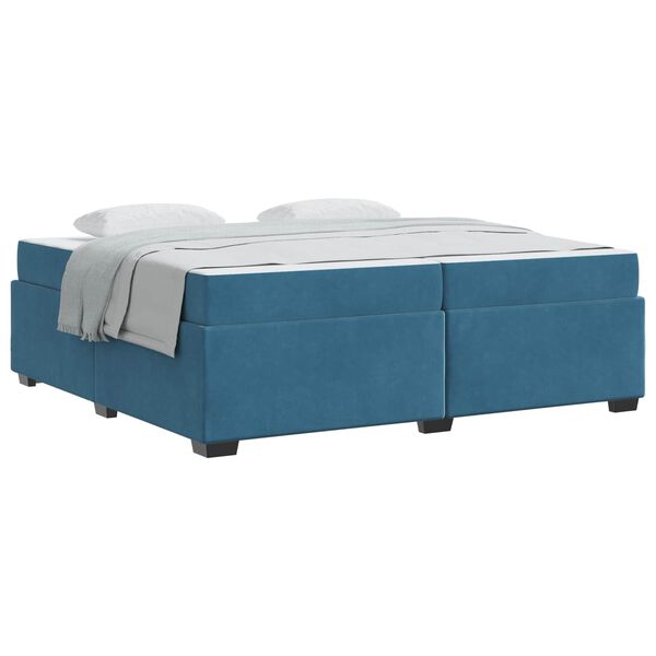 vidaXL Bedframe met matras Donkerblauw 200 x 200 cm Stof