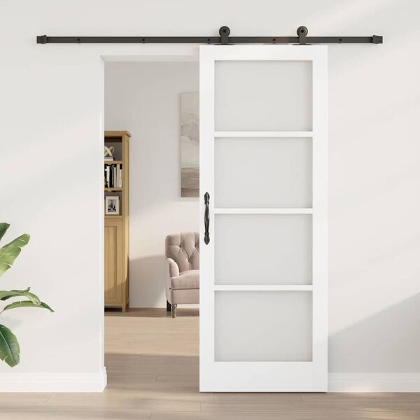 vidaXL Schuifdeur ORKDAL Wit 78 x 211 cm Massief grenenhout en glas