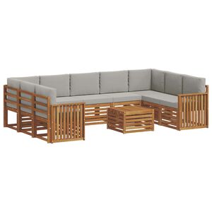 vidaXL Sofa-Sets 10 pcs Natuurlijk en Lichtgrijs Massief Acaciahout
