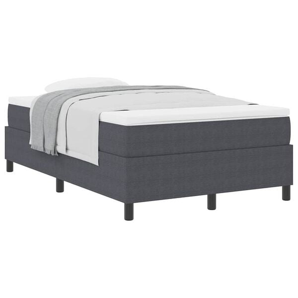 vidaXL Boxspringbed Donkergrijs en Wit 120 x 190 cm Katoen Stof