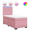 vidaXL Boxspring met matras fluweel roze 90x190 cm