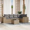 vidaXL 6-delige Loungeset met kussens poly rattan beige