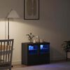 vidaXL LED Sideboard 2 pcs Zwart Eiken 41 x 37 x 67 cm Bewerkt hout