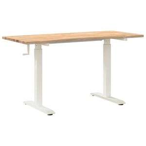 vidaXL Bureau Wit en Natuurlijk 140 x 60 cm Massief Eikenhout