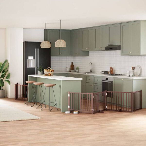 vidaXL Hondenhek inklapbaar 6 panelen 480 cm populierenhout bruin