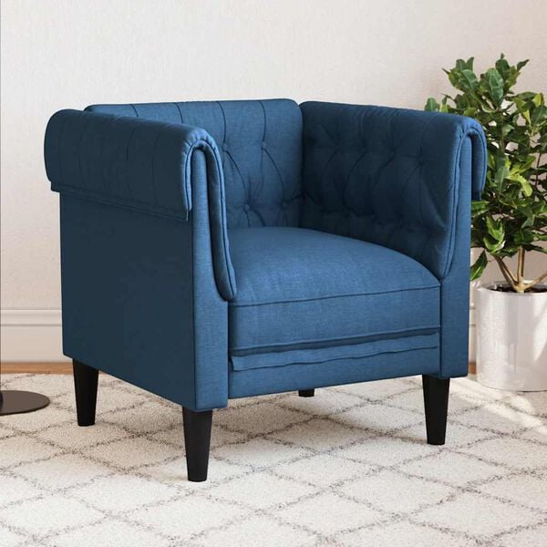 vidaXL Fauteuil Chesterfield-stijl stof blauw
