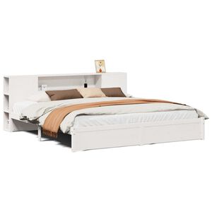 vidaXL Bed met boekenkast zonder matras grenenhout wit 200x200 cm