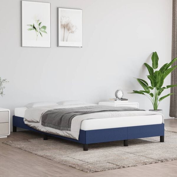 vidaXL Bedframe zonder matras 120x200 cm stof blauw
