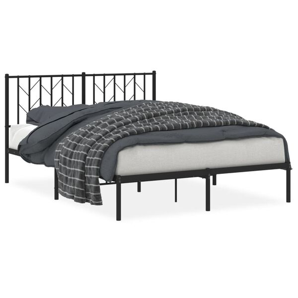 vidaXL Bedframe met hoofdbord metaal zwart 140x190 cm