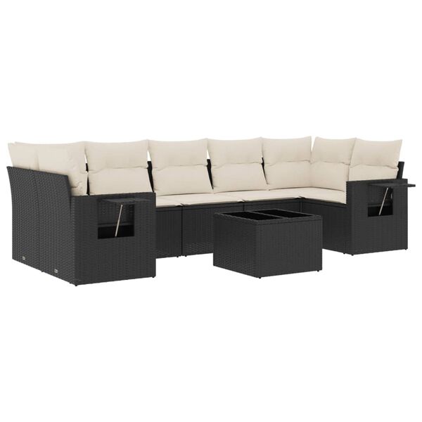 vidaXL 8-delige Loungeset met kussens poly rattan zwart