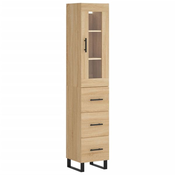 vidaXL Hoge kast 34,5x34x180 cm bewerkt hout sonoma eikenkleurig
