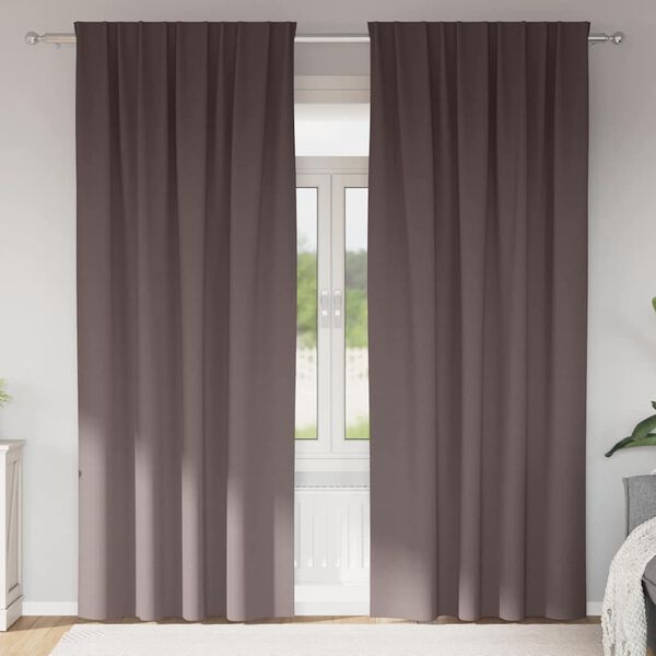 vidaXL Zwart-out Gordijnen met Ringen 2 pcs Donkerbruin 225 x 140 cm