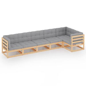 vidaXL 6-delige Loungeset met kussens massief grenenhout