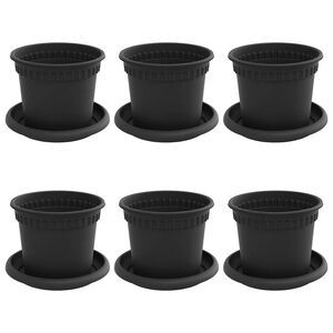 vidaXL Plantenpotten 6 pcs Zwart &Oslash; 12,5 x 10 cm Kunststof