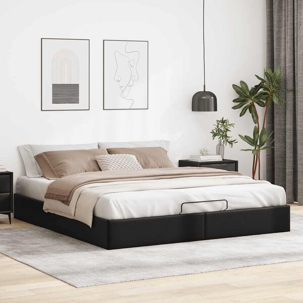 vidaXL Bedframe zonder matras 160x200 cm kunstleer zwart