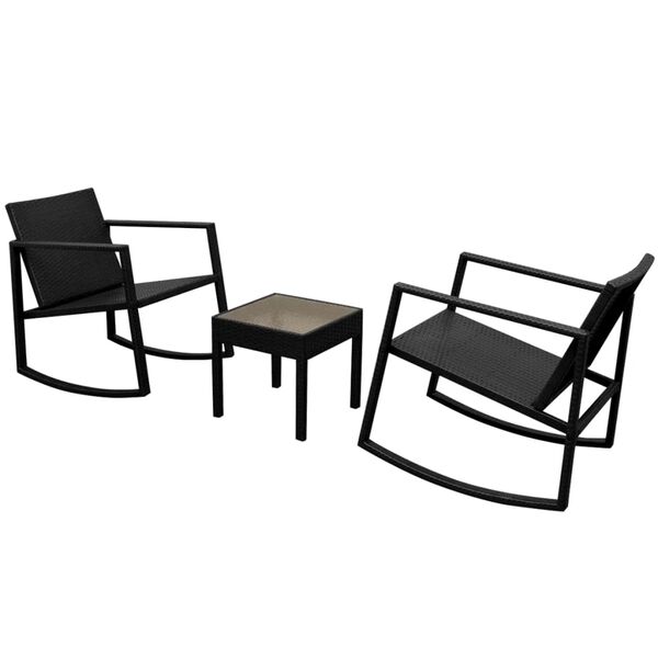 vidaXL 3-delige Bistroset poly rattan zwart