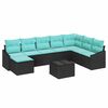 vidaXL Bankstel met kussen 9 pcs Zwart poly rattan