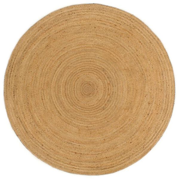 vidaXL Vloerkleed omkeerbaar rond 120 cm jute antraciet en naturel