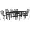 vidaXL Tuin eettafelset 9 pcs Zwart Gepoedercoat staal