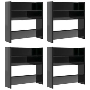 vidaXL Wandschoenenkasten 4 st 60x18x60 cm hout hoogglans zwart