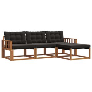 vidaXL Buiten bankenset met kussen 4 pcs Natuurlijk en Zwart